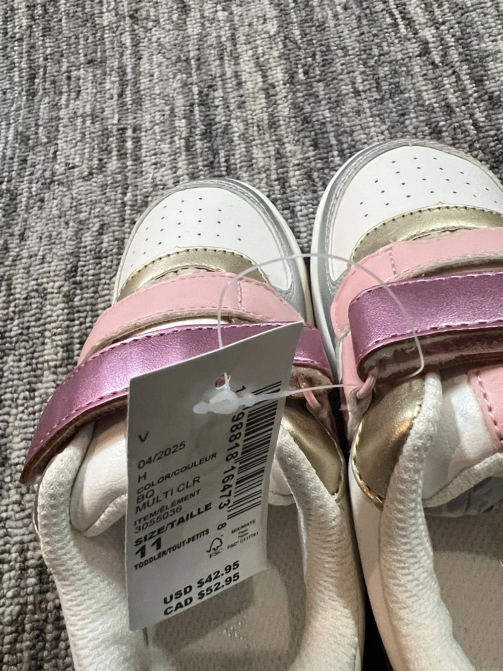 The Children's Place Toddler Girls Shakey Heart Low Top Sneakers Size